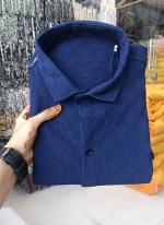 Dubby Popcorn Navy Blue Casual Wear Box Line Mens Shirt